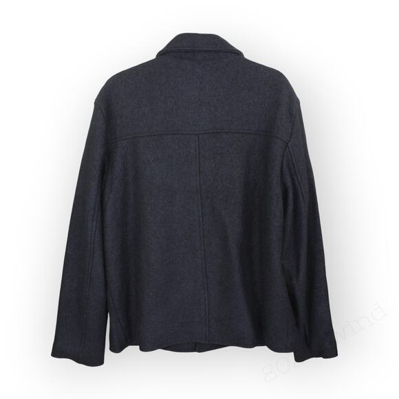 Large H&M Felted Wool-Blend Jacket NavyBlue FullZip ButtonFront Pockets Chore - Picture 12 of 16